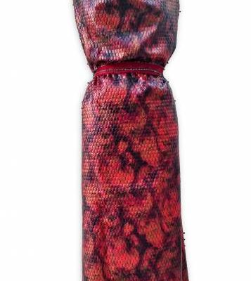 Tessuto gommato al tatto beige bordeaux manichino 2