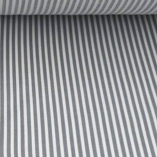 Cotone a righe grigie - bianco Alt.150cm - immagine 2