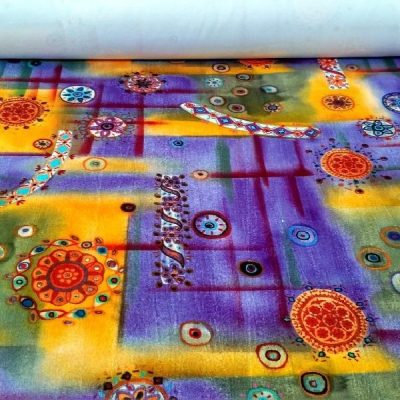 Cotone felpato stile boho a fantasia - multicolor Alt.135cm