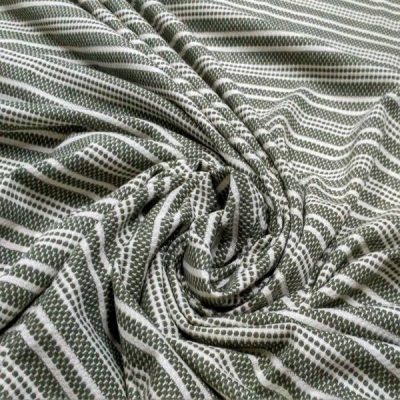 Maglina di puro cotone a righe verde oliva e bianco ottico 3