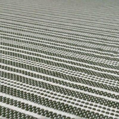 Maglina di puro cotone a righe verde oliva e bianco ottico 1