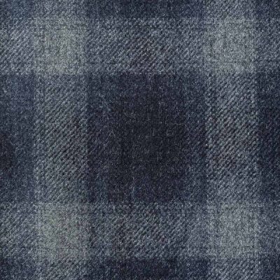 Tessuto in misto lana tartan blu e grigio 4