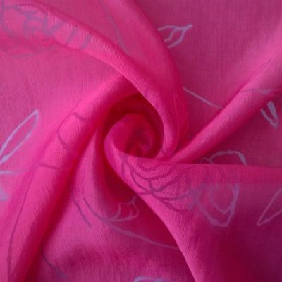 Voile misto seta a fantasia floreale - rosa 150 cm