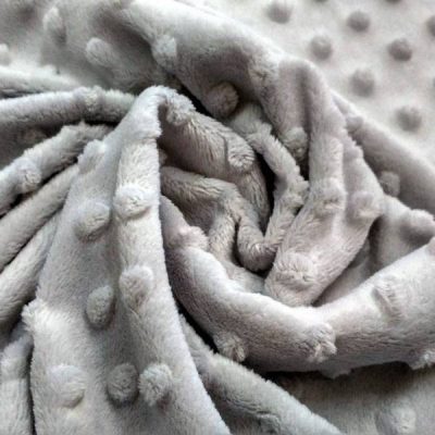 Minky soffice a pois - grigio Alt.150 cm