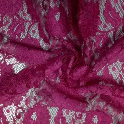 Pizzo a rete fantasia a fiori - fucsia Alt.145 cm