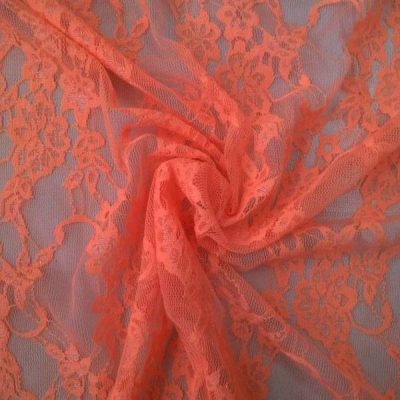 Pizzo d'abbigliamento a rete fantasia floreale arancione - Alt.145 cm