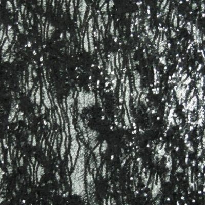 Pizzo per abbigliamento con paillettes - nero Alt.130cm