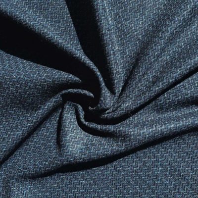 Tessuto in pura lana effetto zigzag blu 1