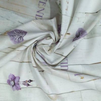 Tovagliato in puro cotone a fantasia lavanda - crema e viola - Alt.160 cm