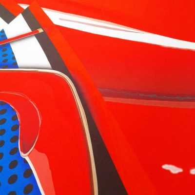 Scampolo in raso di seta fantasia astratta con tacchi multicolor 4