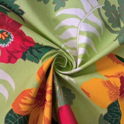 Tessuto motivo floreale esotico - verde Alt.150 cm