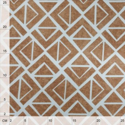 Tessuto arredo casa misto cotone motivo geometrico marroncino 1