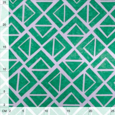 Tessuto arredo casa misto cotone motivo geometrico verde turchese 1