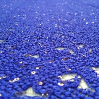 Pizzo con paillettes con trasparenze blu elettrico 2