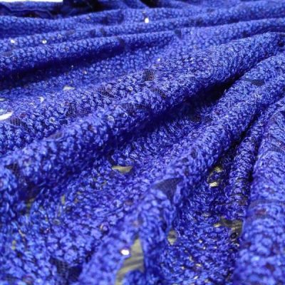 Pizzo con paillettes con trasparenze blu elettrico 4