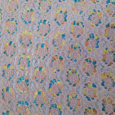 Pizzo motivo floreale multicolore rosa verde 1