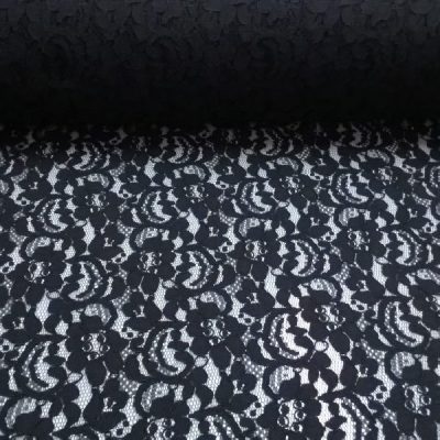 Tessuto per abbigliamento in pizzo floreale nero 1