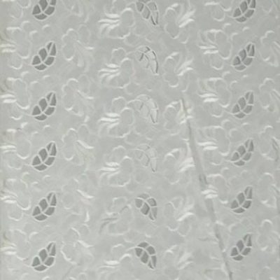 Pizzo taffet&agrave; ricamato foglie bianco 4