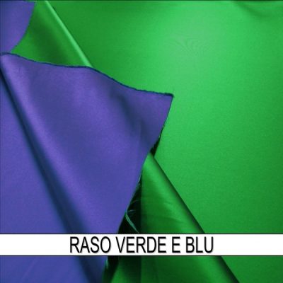 Tessuto per abiti in raso bicolore double face al metro verde e blu 1