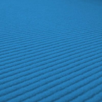 Tessuto per tende a vetro con orli ricamati cuore shabby al metro azzurro