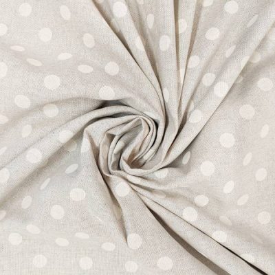 Tessuto multiuso in cotone a pois grandi panna su ecr&ugrave; - Alt 280 cm