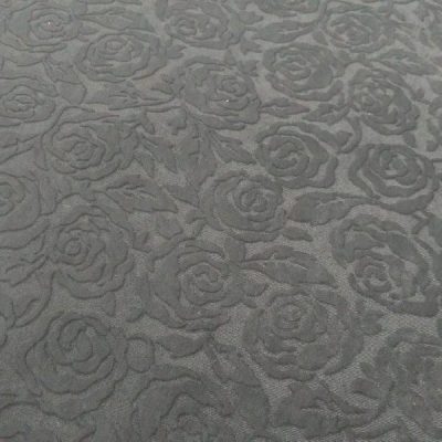Misto cotone con rose in rilievo nero 2