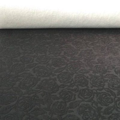 Misto cotone con rose in rilievo nero 3