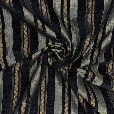 Misto cotone con righe a motivo damascato nero e tortora 3