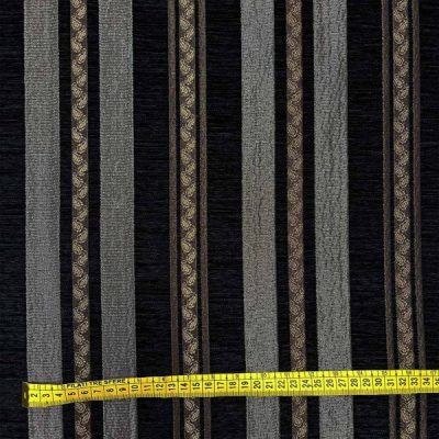 Misto cotone con righe a motivo damascato nero e tortora 1