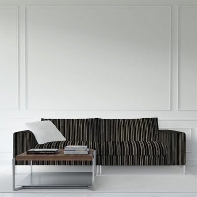 Misto cotone con righe a motivo damascato nero e tortora 7