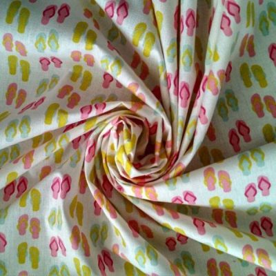 Tessuto per lenzuolato in cotone francese fantasia estate multicolor fondo bianco 4