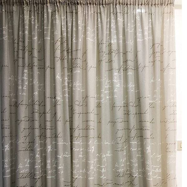 Tessuto per tende misto lino con fantasia a scritte Alt.320 cm - immagine 5