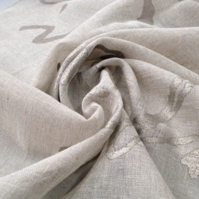 Tendaggi misto lino fantasia calligrafia bianco beige marrone 6