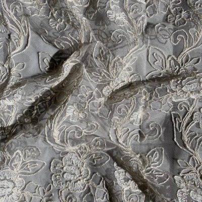 Tessuto per tende in tulle ricamato floreale con smerlo - Alt.300