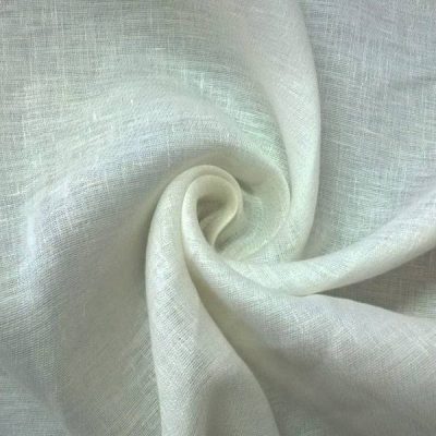 Tessuto per tende in puro lino al metro bianco naturale / avorio arricciato 1