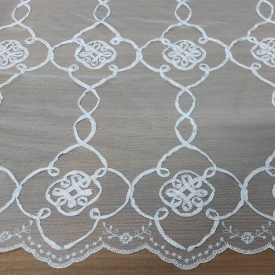 tessuto per tende in tulle ricamato bianco al metro trasparenza 2