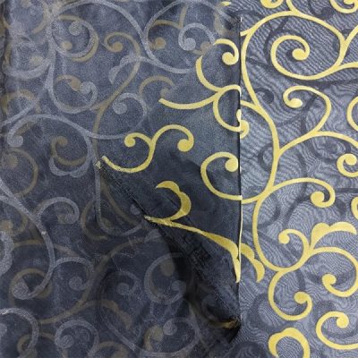 Tende motivo damascato ramage in velluto oro blu nocciola 11