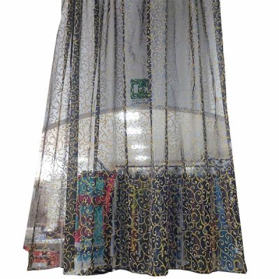 Tende motivo damascato ramage in velluto oro blu nocciola 2