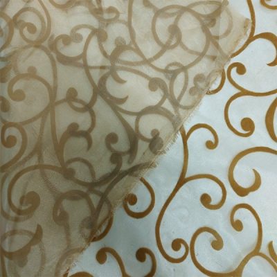 Tende motivo damascato ramage in velluto oro blu nocciola 8