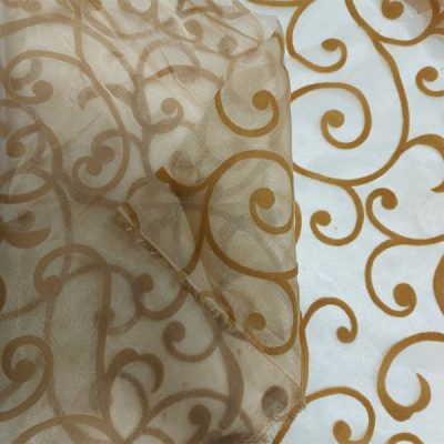 Tende motivo damascato ramage in velluto oro blu nocciola 7