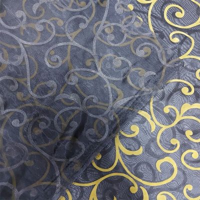 Tende motivo damascato ramage in velluto oro blu nocciola 5