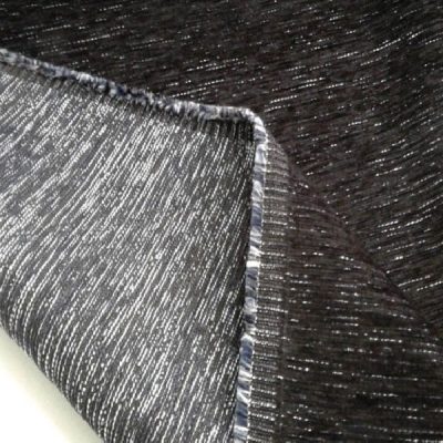 Tessuto misto cotone cinigliato nero con tramatura argentata 2