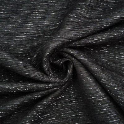 Tessuto misto cotone cinigliato nero con tramatura argentata 1