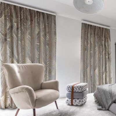 Tessuto per tende in Misto viscosa Devor&egrave; astratto - 4 colori Alt. 310 cm