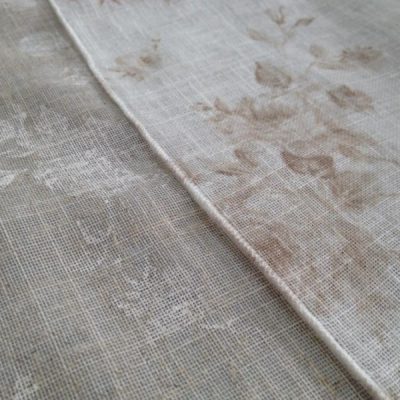 Varianti colori tessuto per tende misto lino floreale bianco tortora scuro 1