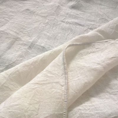 Tessuto per tende in misto lino effetto stropicciato bianco 2