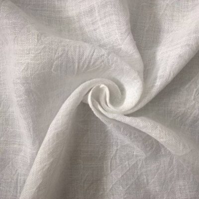 Tessuto per tende in misto lino effetto stropicciato bianco 6