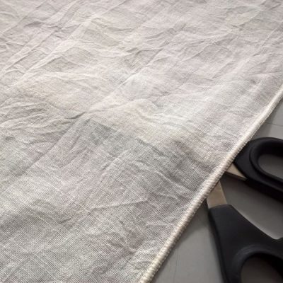 Tessuto per tende in misto lino effetto stropicciato bianco 1