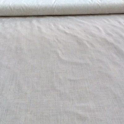 Tessuto lino per tende chic romantico con fantasia floreale colore bianco al metro