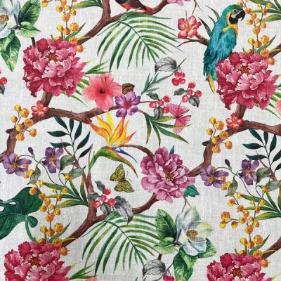 Tessuto per tovaglie idropellente antimacchia giungla - Alt.140 cm